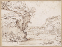 K V 093
<br/>
Rotsklif aan riviertje
<br/>
<em>Grimaldi, Giovanni Francesco (1606-1680)</em>